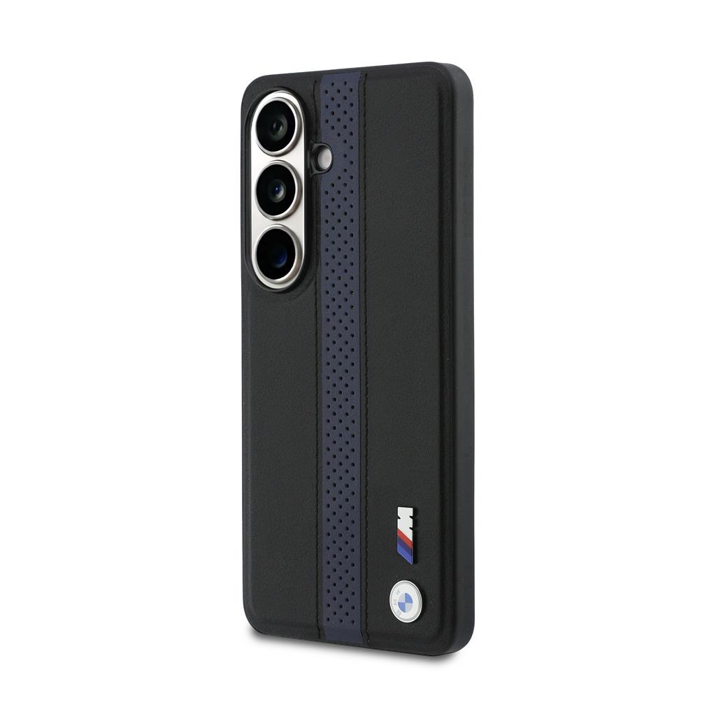 BMW M PU Leather Perforated Stripes and Metal Logo Magnetic Samsung Galaxy S26 (Kék)