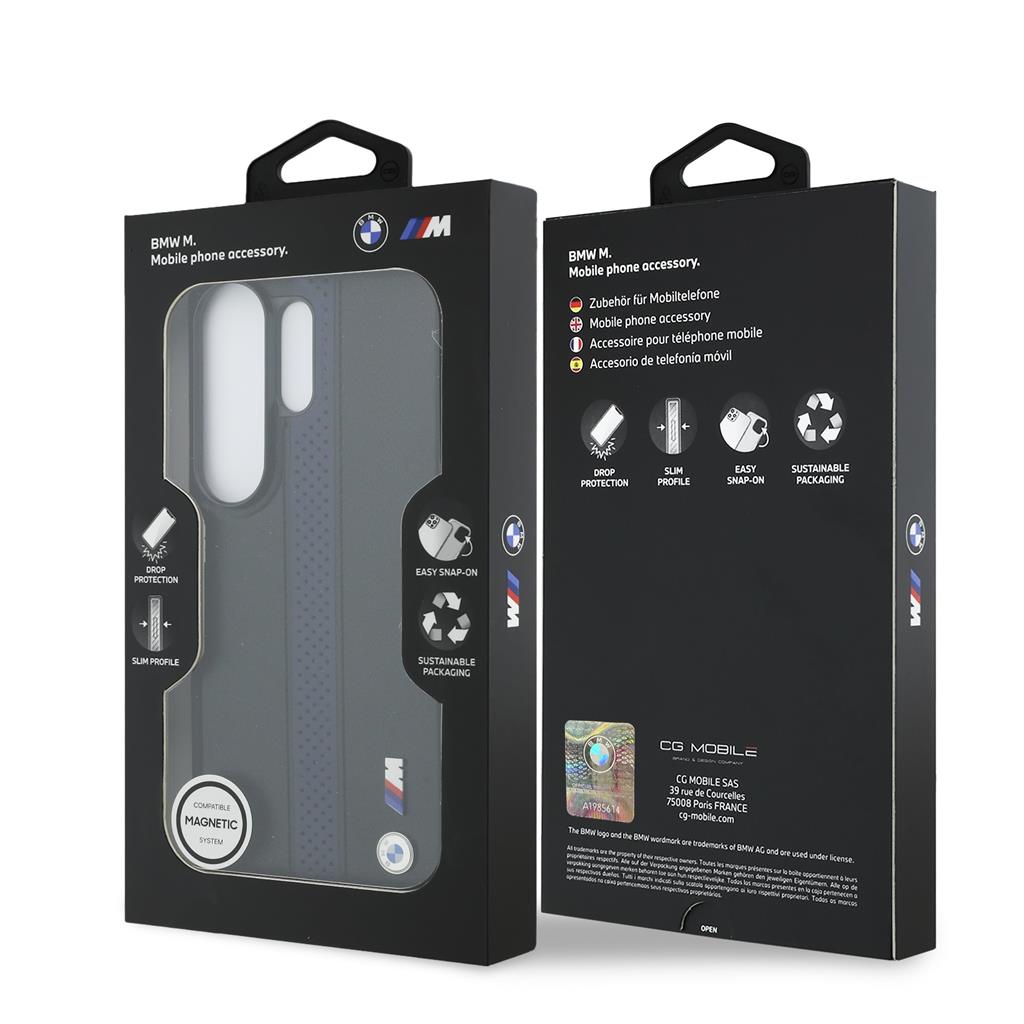 BMW M PU Leather Perforated Stripes and Metal Logo Magnetic Samsung Galaxy S26 Ultra (Kék)