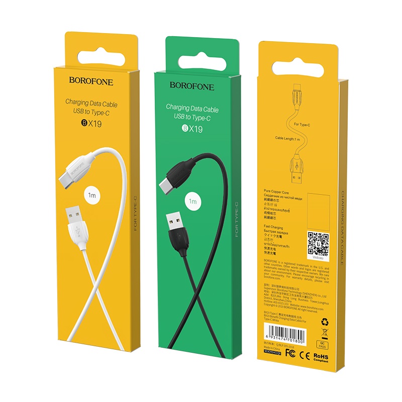 Borofone BX19 type-C kábel, 1m, fehér