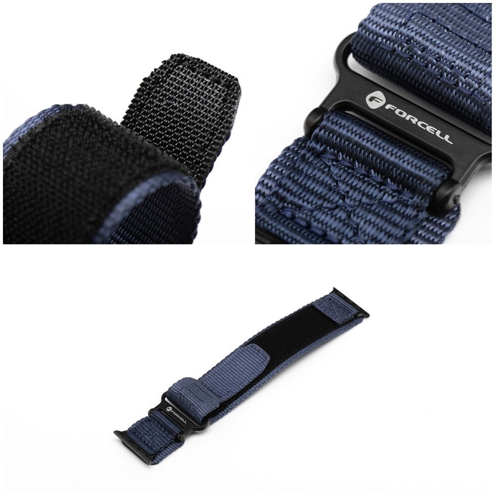 Forcell F-Design FA05 nylon tépőzáras szíj Apple Watch 38 / 40 / 41 mm (Kék)