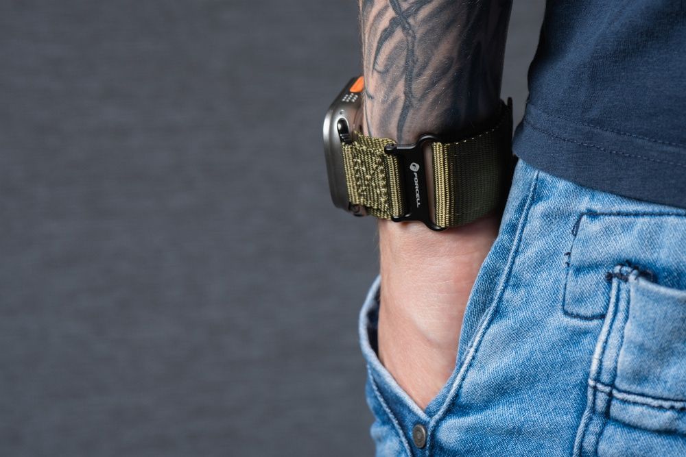 Forcell F-Design FA05 nylon tépőzáras szíj Apple Watch 38 / 40 / 41 mm (Zöld)