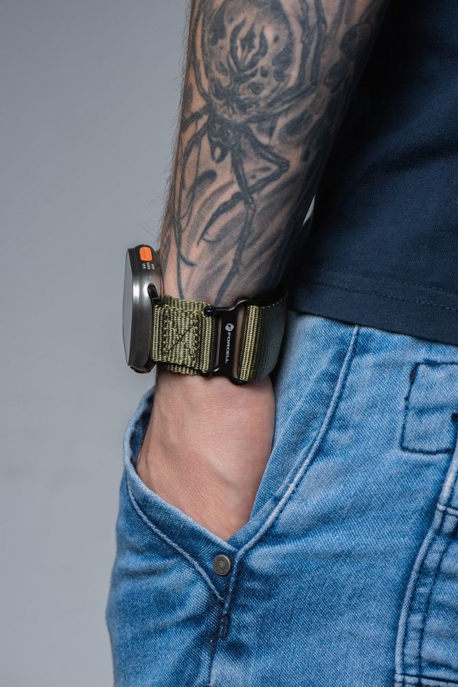 Forcell F-Design FA05 nylon tépőzáras szíj Apple Watch 38 / 40 / 41 mm (Zöld)