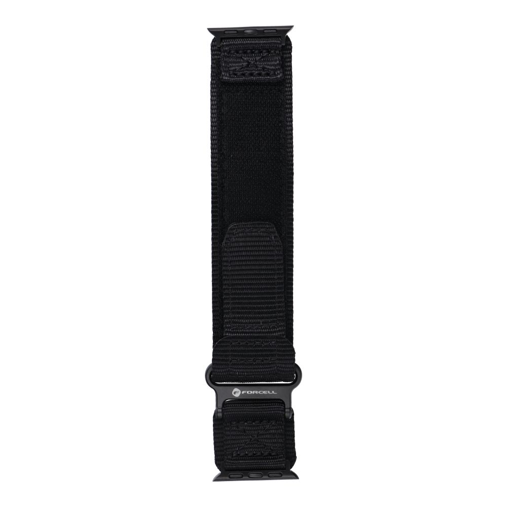 Forcell F-Design FA05 nylon tépőzáras szíj Apple Watch 42 / 44 / 45 / 49 mm (Fekete)
