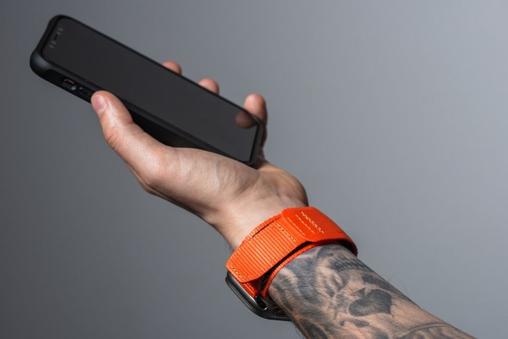 Forcell F-Design FA05 nylon tépőzáras szíj Apple Watch 42 / 44 / 45 / 49 mm (Narancssárga)