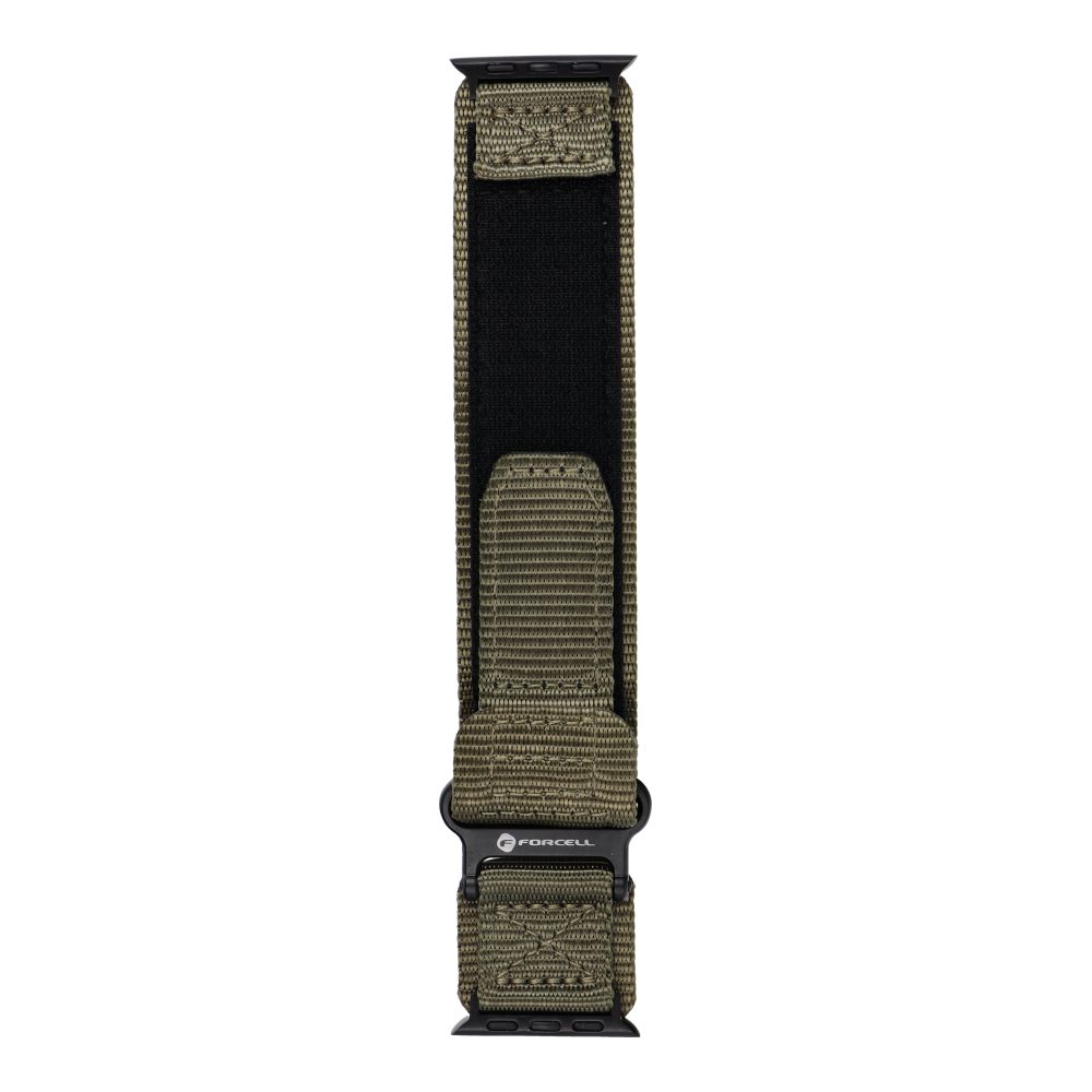 Forcell F-Design FA05 nylon tépőzáras szíj Apple Watch 42 / 44 / 45 / 49 mm (Zöld)