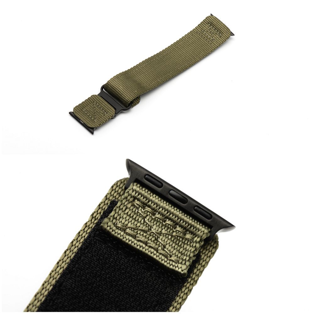 Forcell F-Design FA05 nylon tépőzáras szíj Apple Watch 42 / 44 / 45 / 49 mm (Zöld)