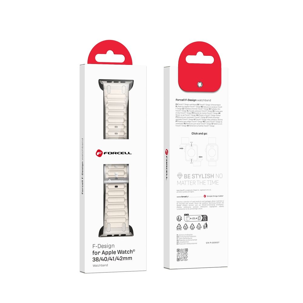 Forcell F-Design FA06 szilikon szíj Apple Watch 38 / 40 / 41 mm (Fehér)