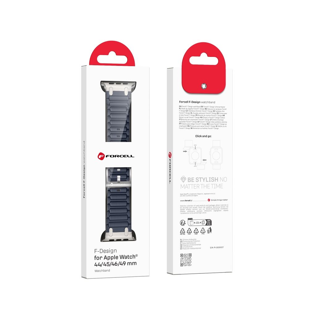 Forcell F-Design FA06 szilikon szíj Apple Watch 42 / 44 / 45 / 49 mm (Kék)