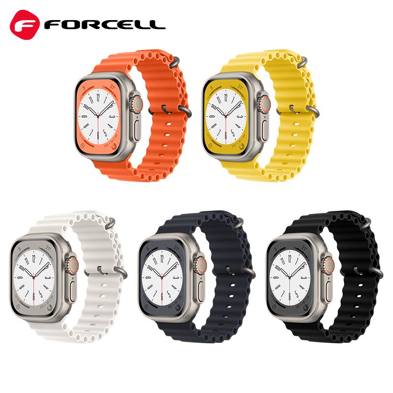 Forcell F-Design FA12 szilikon szíj Apple Watch 42 / 44 / 45 / 49 mm (Sárga)