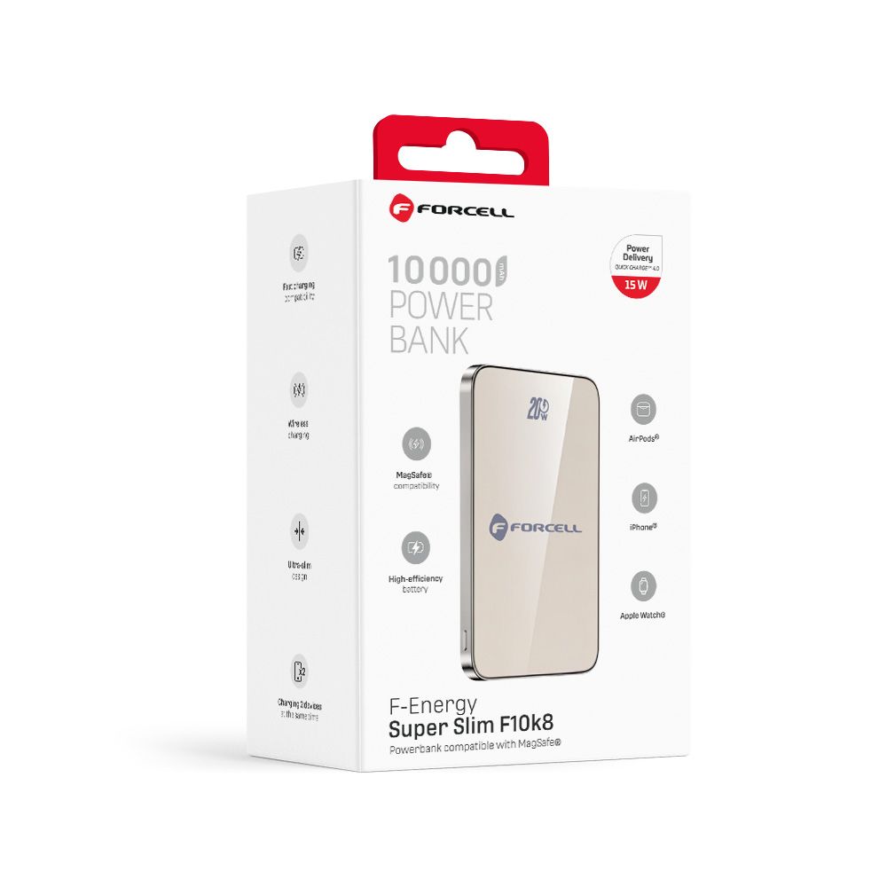 Forcell F-Energy SuperSlim F10K8 MagSafe power bank 15W 10000 mAh (Titánium Desert)