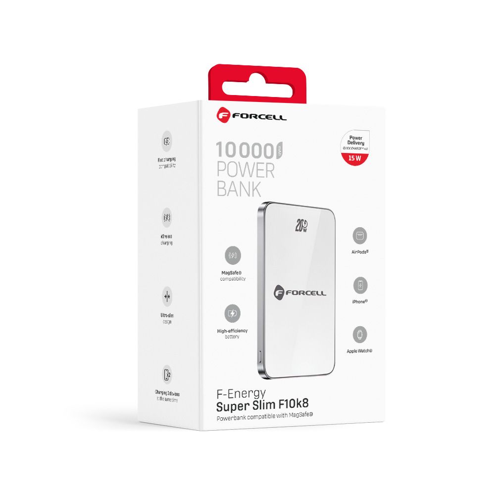 Forcell F-Energy SuperSlim F5K8 MagSafe power bank 15W 5000 mAh (Fehér)