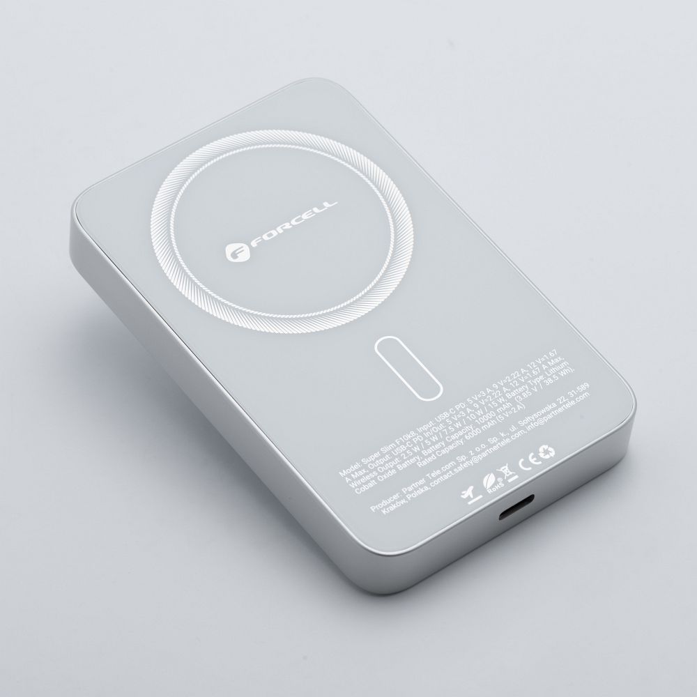 Forcell F-Energy SuperSlim F5K8 MagSafe power bank 15W 5000 mAh (Fehér)