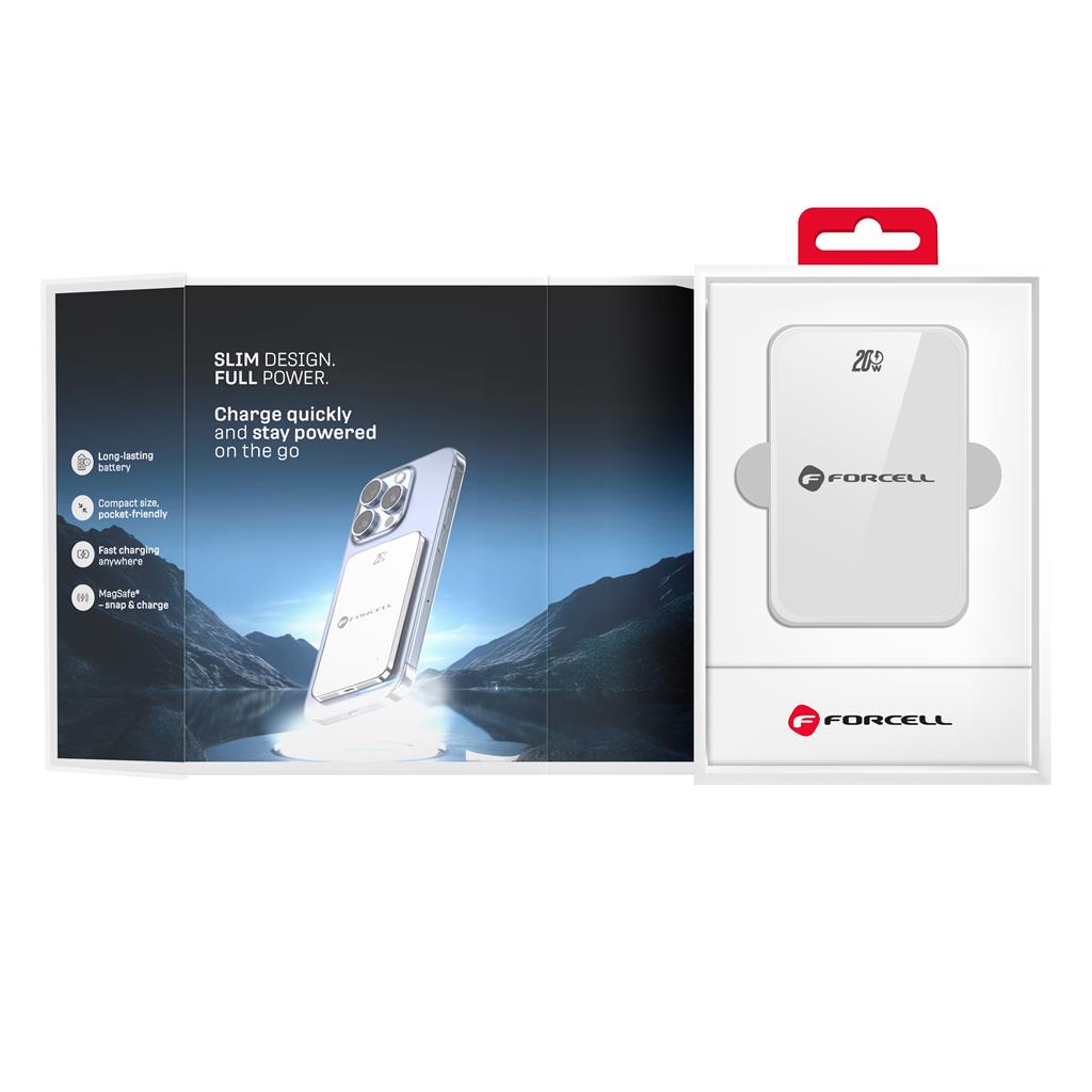 Forcell F-Energy SuperSlim F5K8 MagSafe power bank 15W 5000 mAh (Fehér)