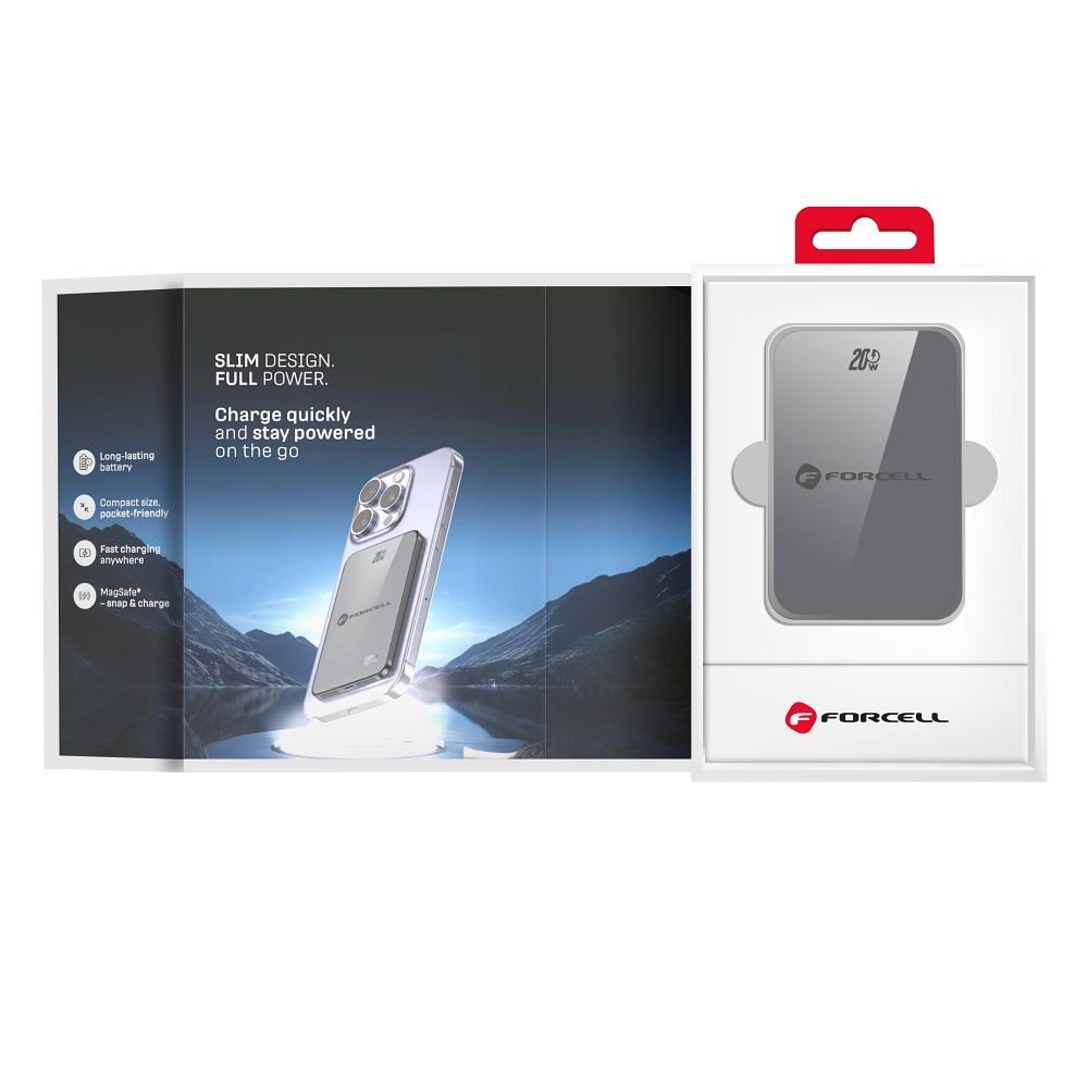 Forcell F-Energy SuperSlim F5K8 MagSafe power bank 15W 5000 mAh (Fekete)