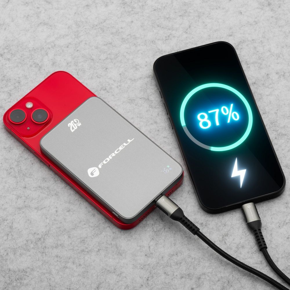 Forcell F-Energy SuperSlim F5K8 MagSafe power bank 15W 5000 mAh (Fekete)