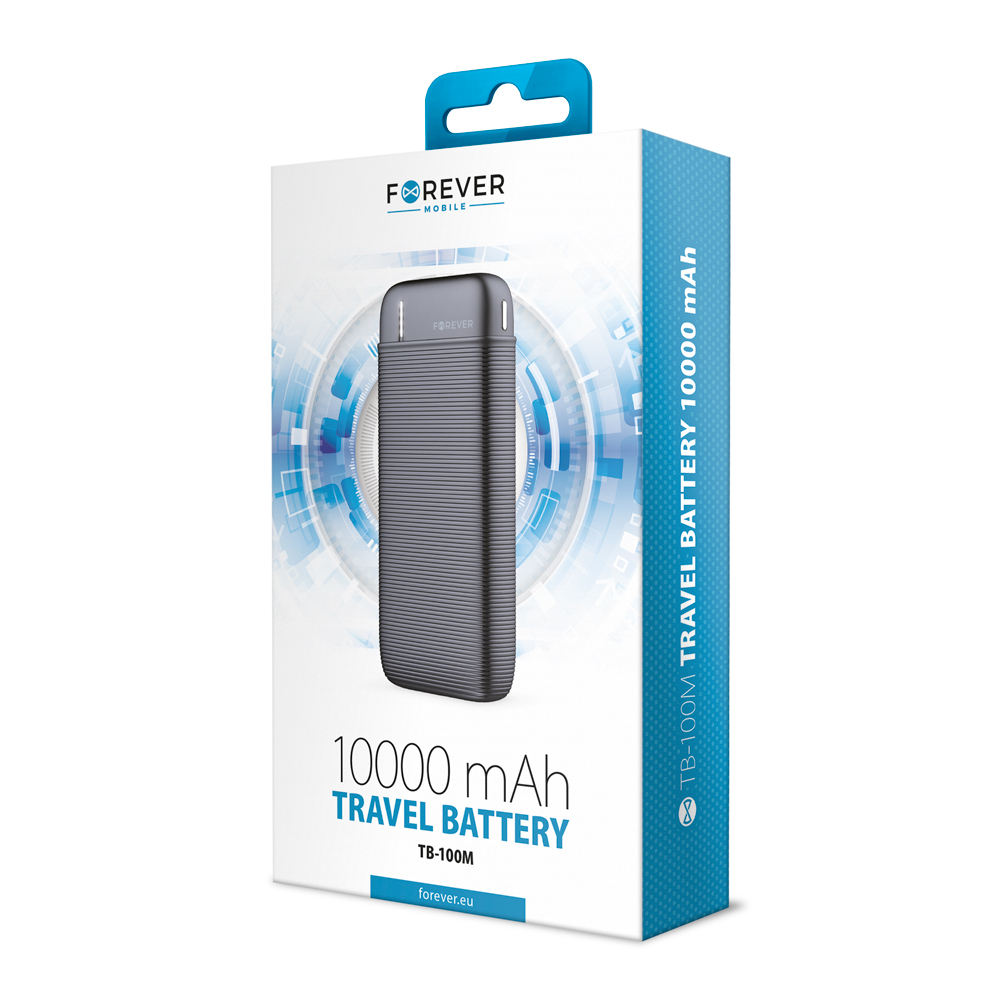 Forever TB-100M külső akkumulátor / powerbank (Fekete) - 10000 mAh