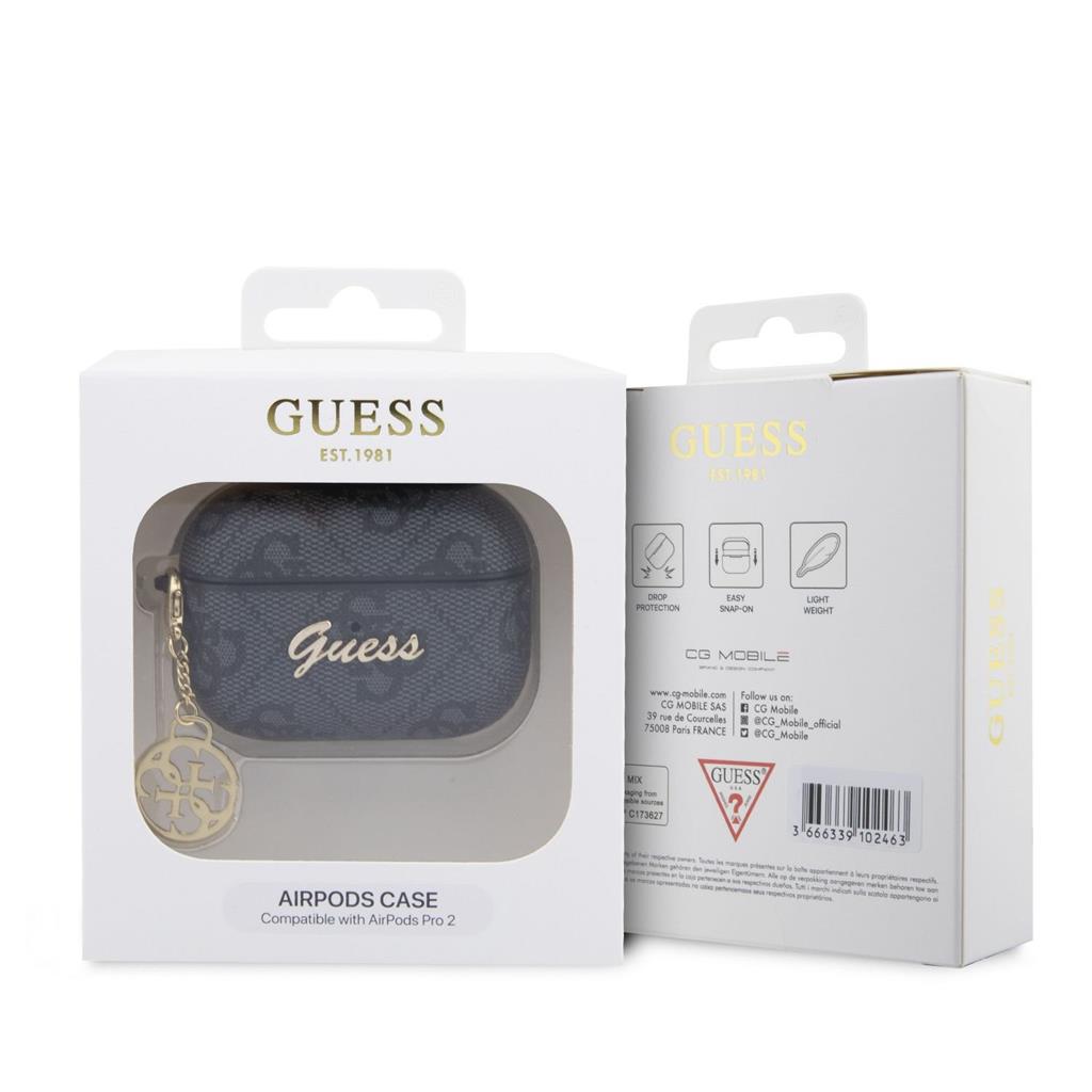 Guess 4G Script PC/PU Charm tok AirPods Pro 2 (Fekete)