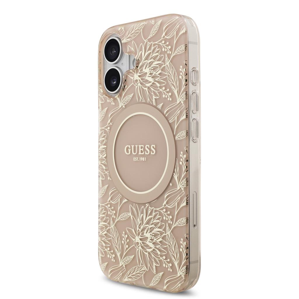 Guess IML Flowers Allover Strap MagSafe iPhone 17 (Rózsaszín)