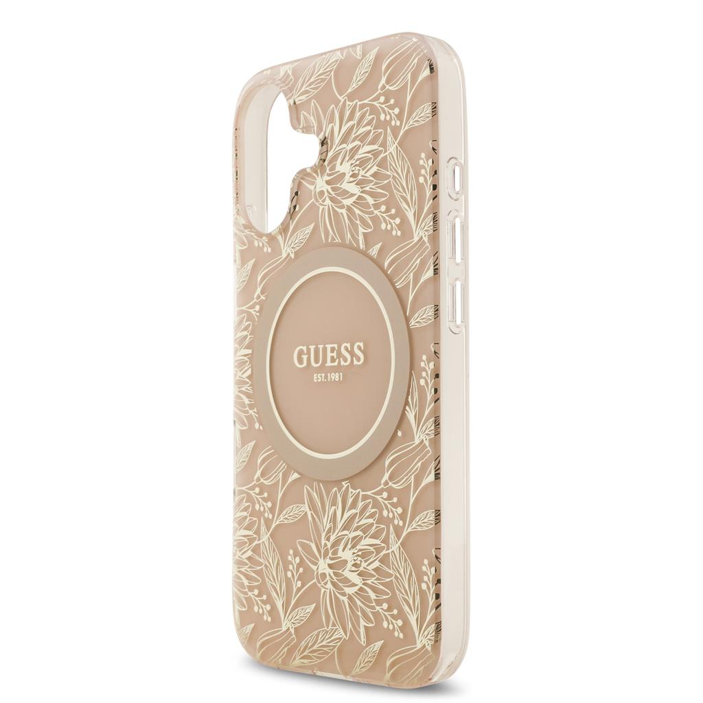 Guess IML Flowers Allover Strap MagSafe iPhone 17 (Rózsaszín)