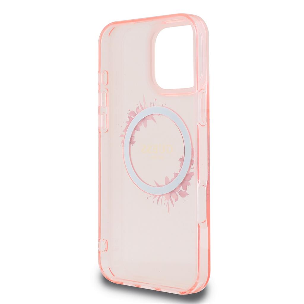 Apple iPhone 16 Pro Guess IML Flowers Ring MagSafe tok (Rózsaszín) - GUHMP16LHFWFCP