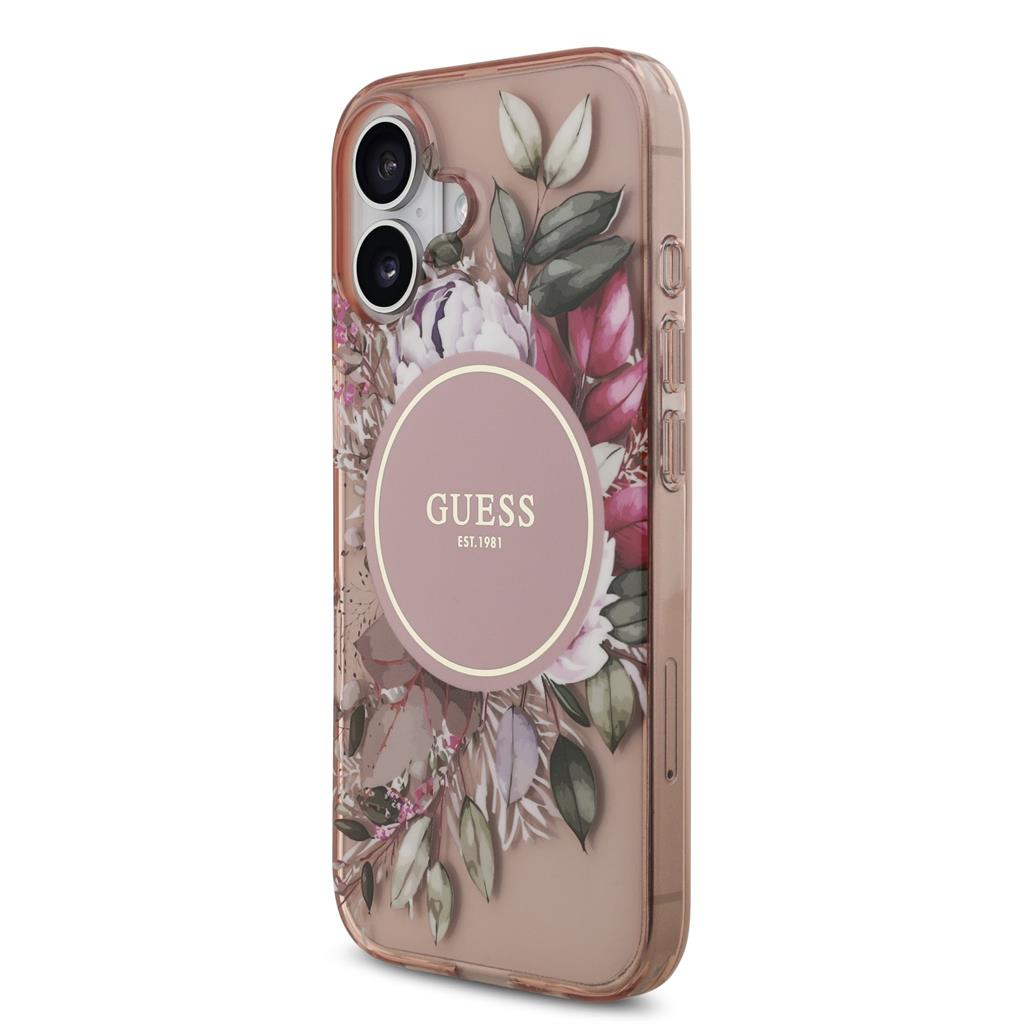 Guess IML Flowers Strap MagSafe iPhone 17 (Rózsaszín)