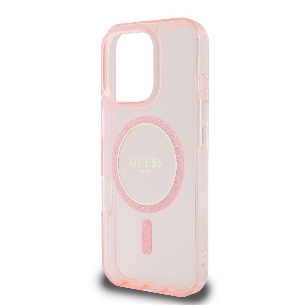Apple iPhone 16 Pro Guess IML Glitter Ring MagSafe tok (Rózsaszín) - GUHMP16LHFGEREP