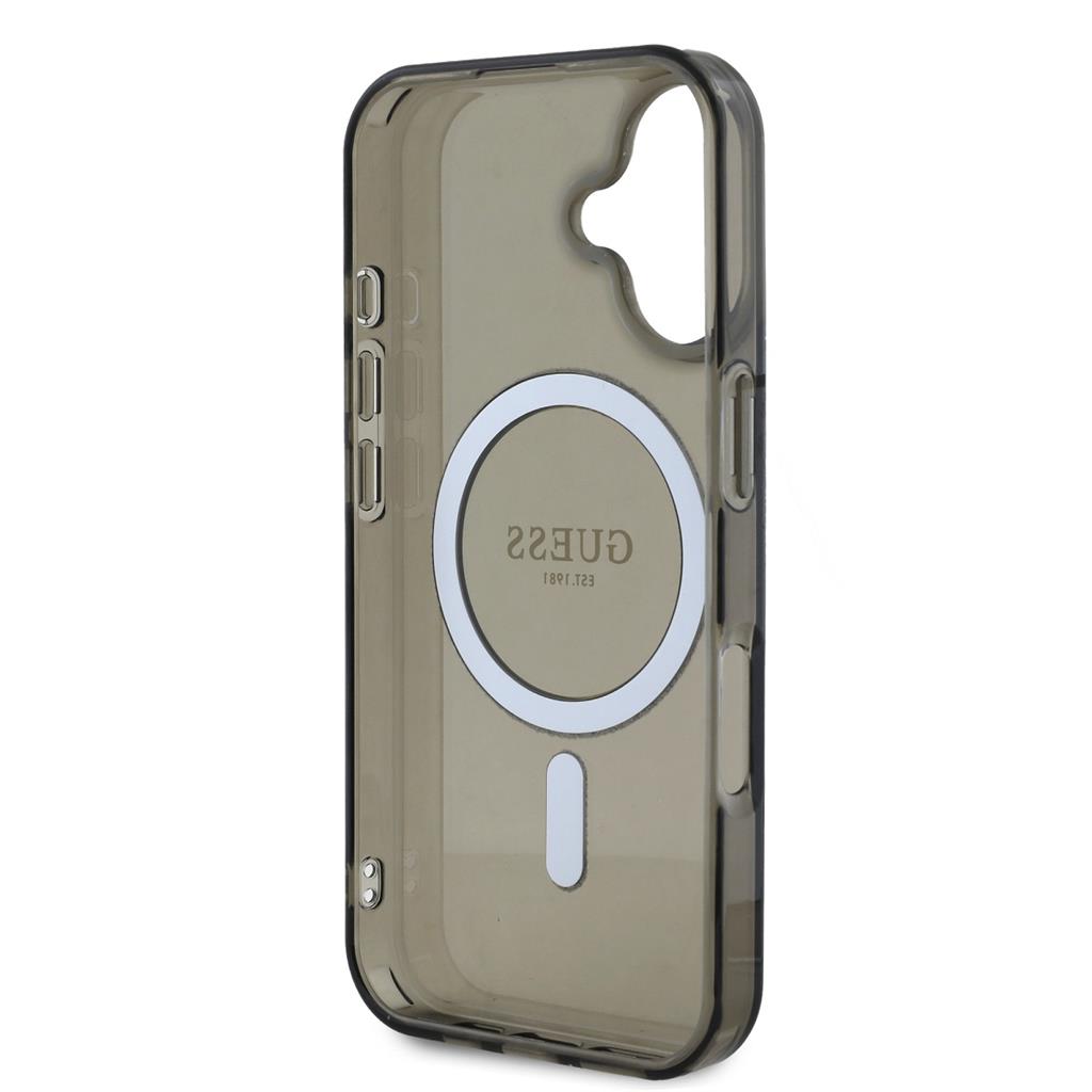 Apple iPhone 16 Guess IML Glitter Ring MagSafe tok (Fekete) - GUHMP16SHFGEREK
