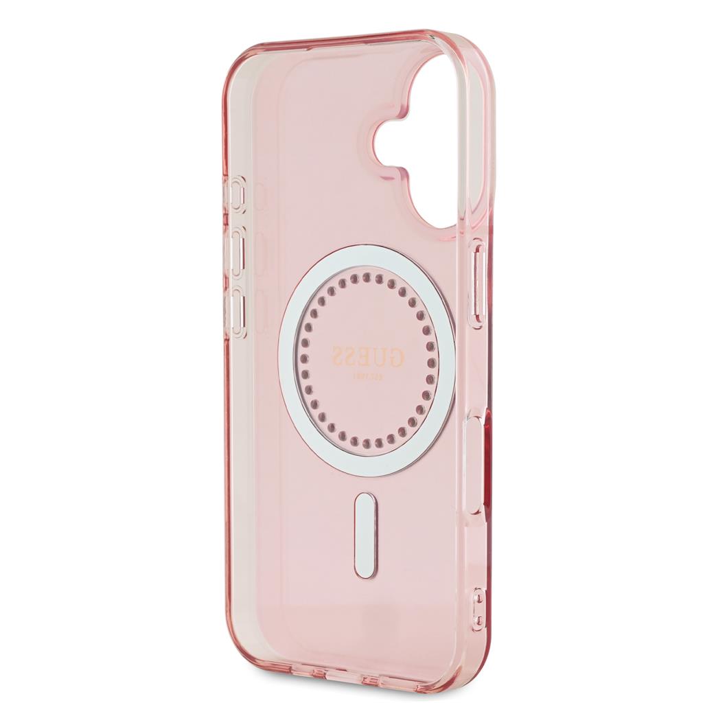 Apple iPhone 16 Guess IML Rhinestones Ring MagSafe tok (Rózsaszín) - GUHMP16SPFTDTEP