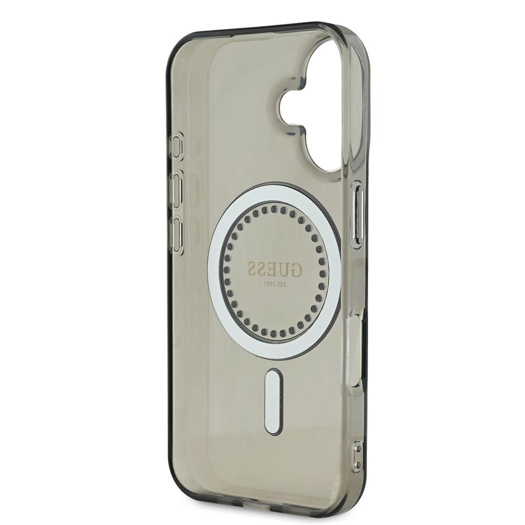 Apple iPhone 16 Pro Guess IML Rhinestones Ring MagSafe tok (Fekete) - GUHMP16LPFTDTEK