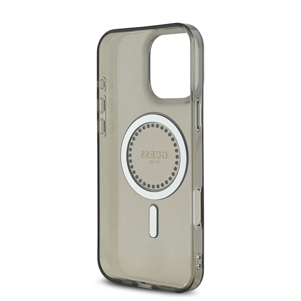 Apple iPhone 16 Pro Max Guess IML Rhinestones Ring MagSafe tok (Fekete) - GUHMP16XPFTDTEK