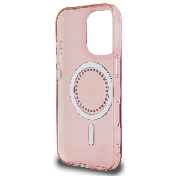 Apple iPhone 16 Pro Max Guess IML Rhinestones Ring MagSafe tok (Fehér) - GUHMP16XPFTDTEH