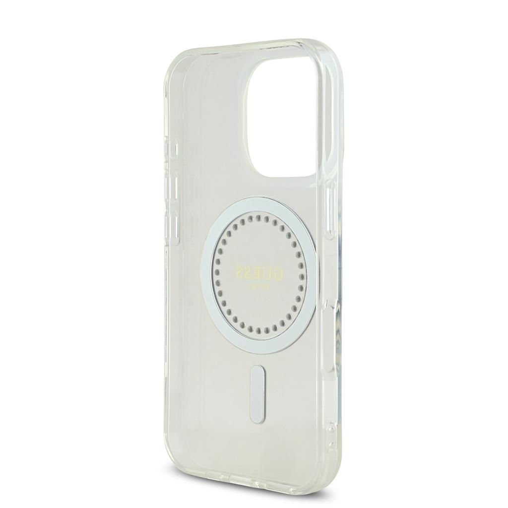 Apple iPhone 16 Pro Guess IML Rhinestones Ring MagSafe tok (Fehér) - GUHMP16LPFTDTEH