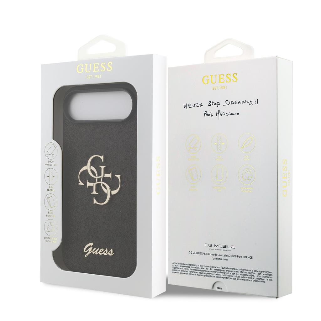 Guess PU Fixed Glitter 4G Metal Logo tok iPhone 17 Air (Fekete) - GUHCP17MHG4SGK