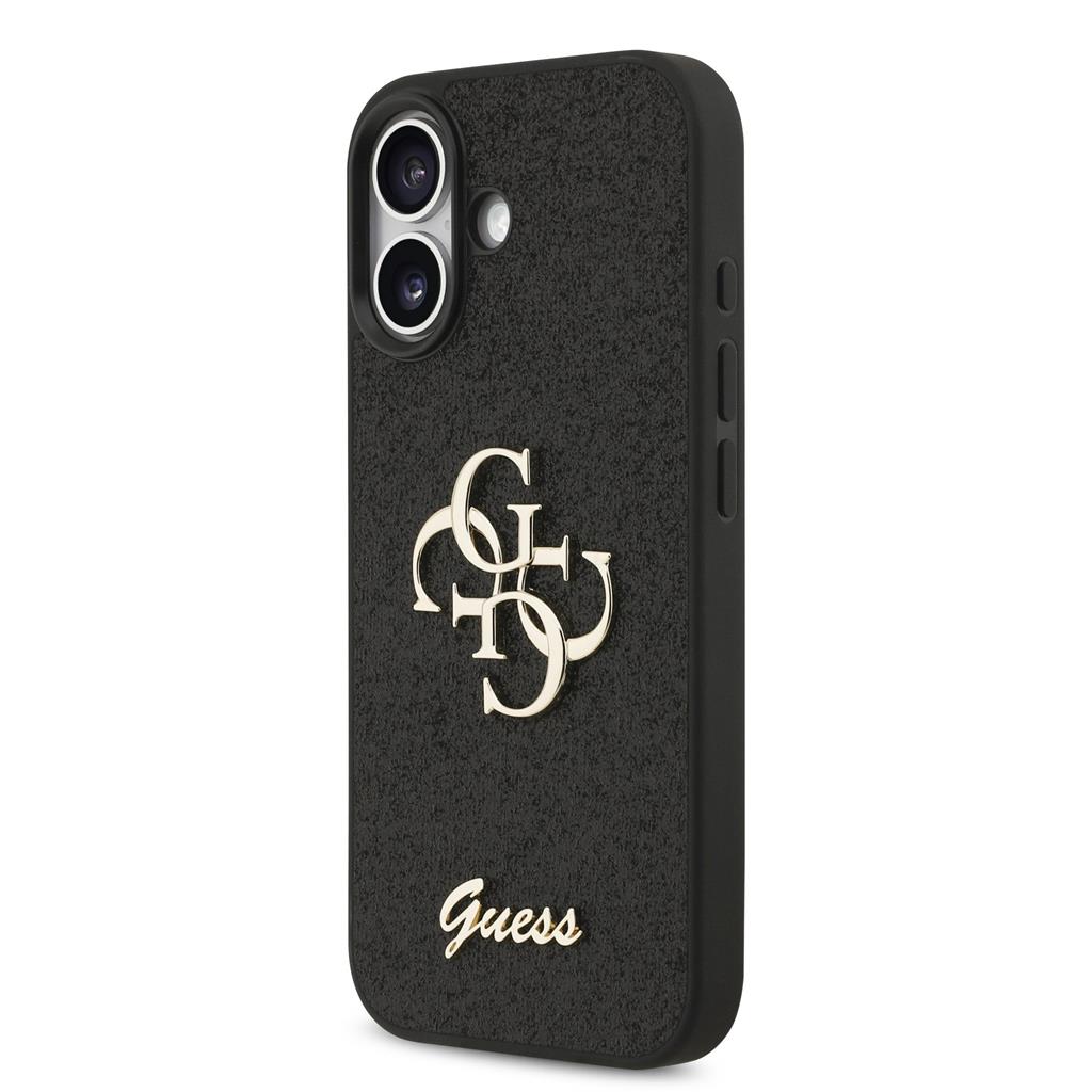 Guess PU Fixed Glitter 4G Metal Logo tok iPhone 17 (Fekete) - GUHCP17SHG4SGK