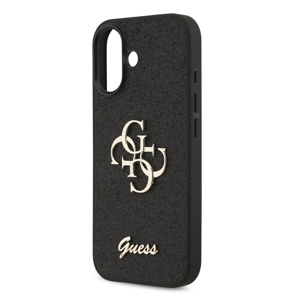 Guess PU Fixed Glitter 4G Metal Logo tok iPhone 17 (Fekete) - GUHCP17SHG4SGK