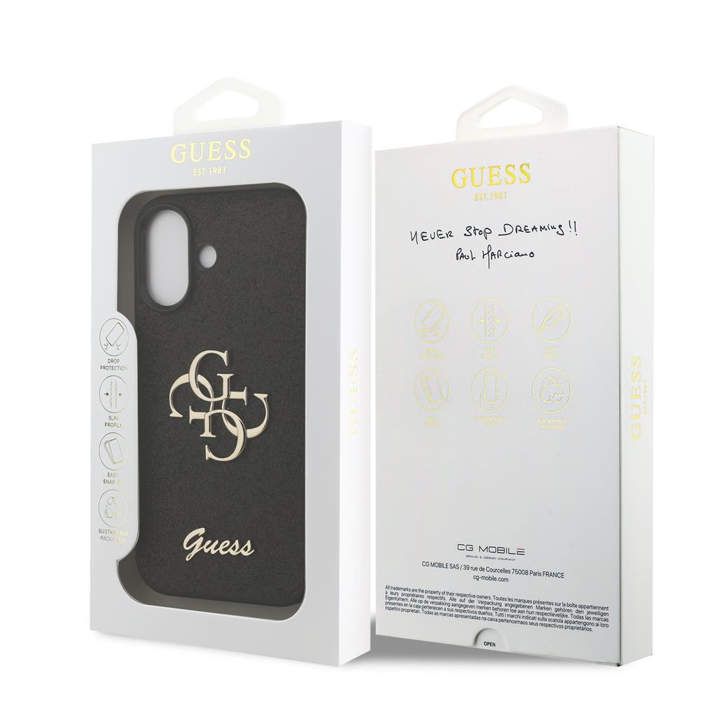 Guess PU Fixed Glitter 4G Metal Logo tok iPhone 17 (Fekete) - GUHCP17SHG4SGK