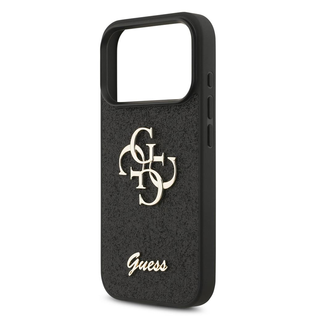 Guess PU Fixed Glitter 4G Metal Logo tok iPhone 17 Pro (Fekete) - GUHCP17LHG4SGK