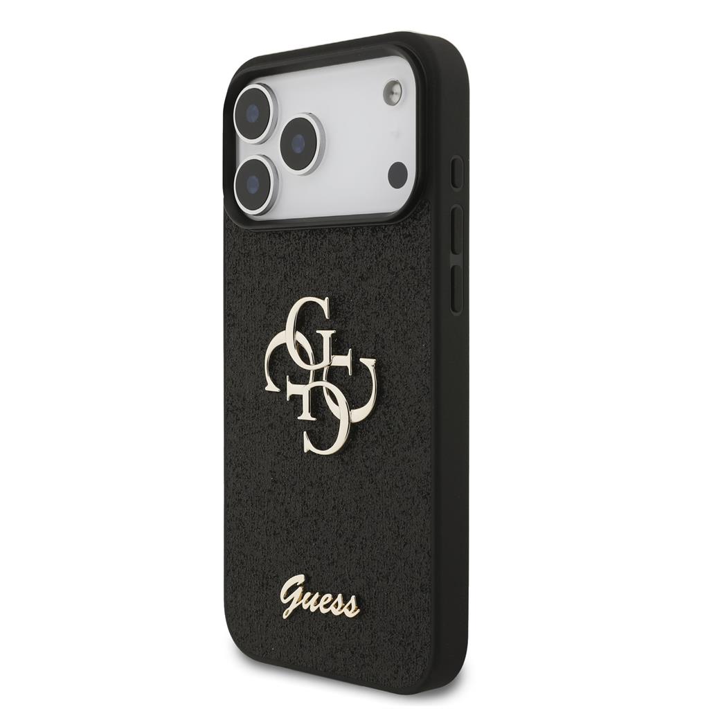 Guess PU Fixed Glitter 4G Metal Logo tok iPhone 17 Pro Max (Fekete) - GUHCP17XHG4SGK
