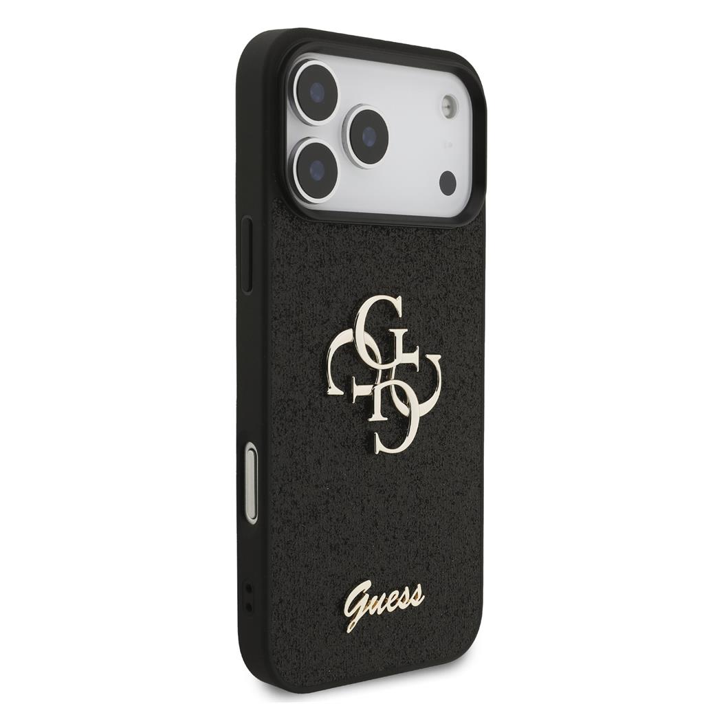Guess PU Fixed Glitter 4G Metal Logo tok iPhone 17 Pro Max (Fekete) - GUHCP17XHG4SGK