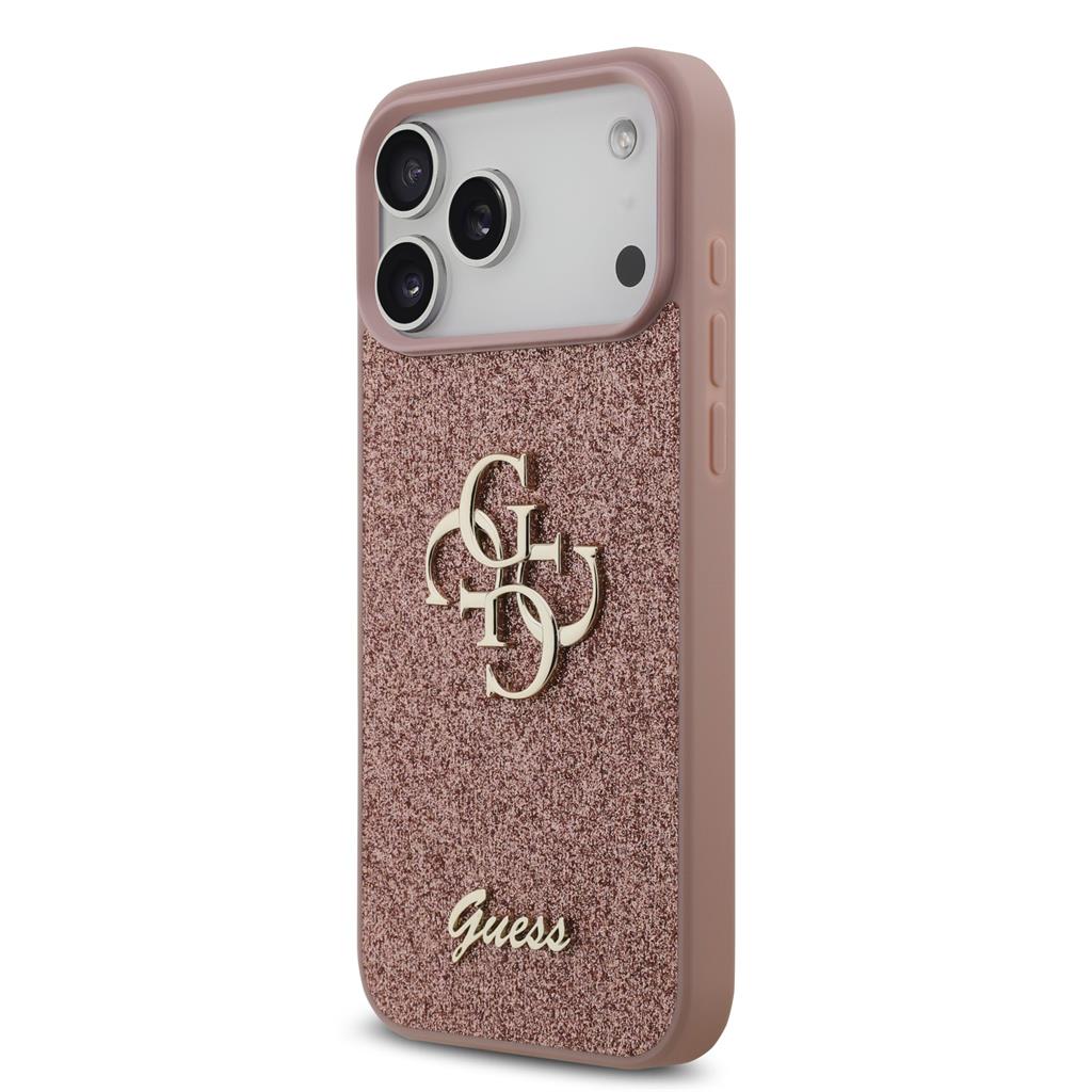 Guess PU Fixed Glitter 4G Metal Logo tok iPhone 17 Pro Max (Rózsaszín) - GUHCP17XHG4SGP