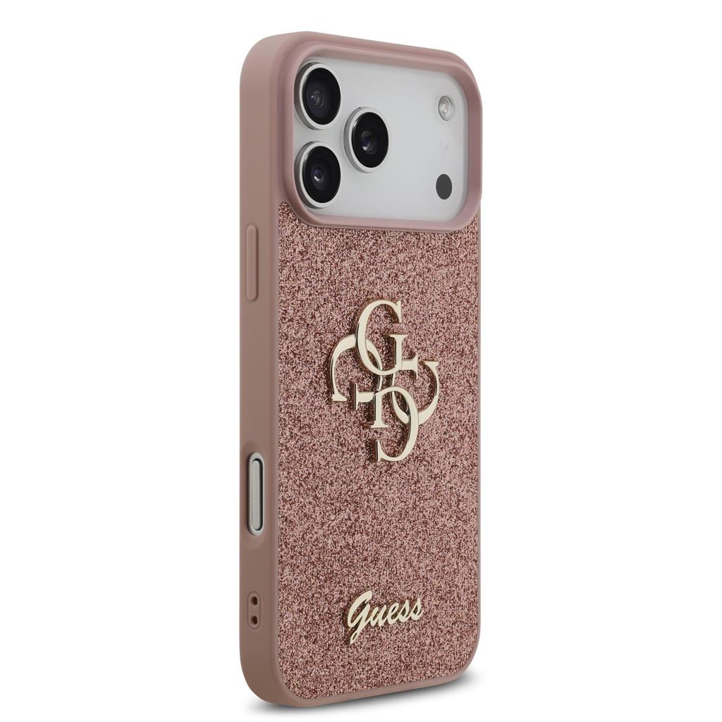 Guess PU Fixed Glitter 4G Metal Logo tok iPhone 17 Pro Max (Rózsaszín) - GUHCP17XHG4SGP
