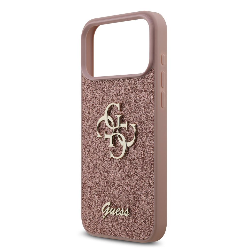 Guess PU Fixed Glitter 4G Metal Logo tok iPhone 17 Pro Max (Rózsaszín) - GUHCP17XHG4SGP
