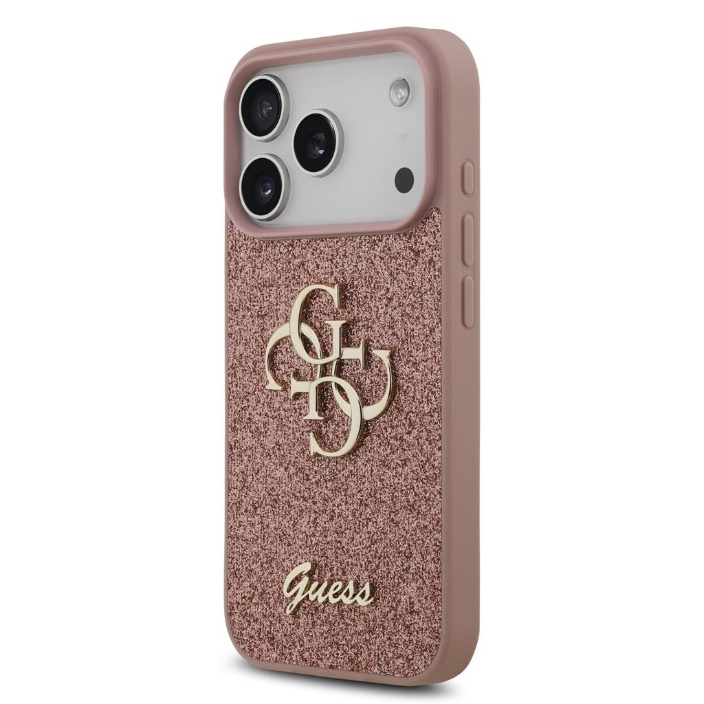 Guess PU Fixed Glitter 4G Metal Logo tok iPhone 17 Pro (Rózsaszín) - GUHCP17LHG4SGP