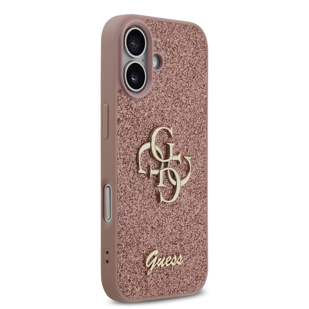 Guess PU Fixed Glitter 4G Metal Logo tok iPhone 17 (Rózsaszín) - GUHCP17SHG4SGP
