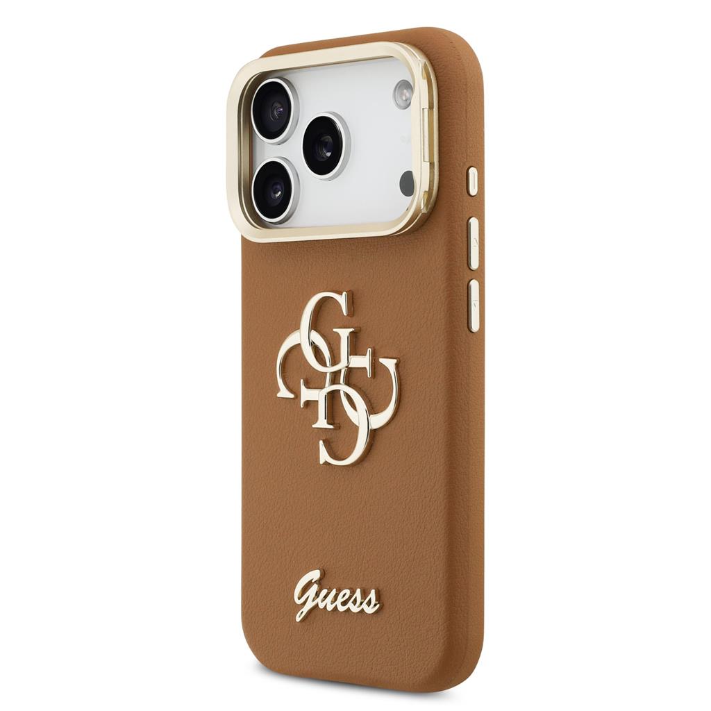 Guess PU Grained 4G Logo Stand Camera Frame iPhone 17 Pro (Barna)