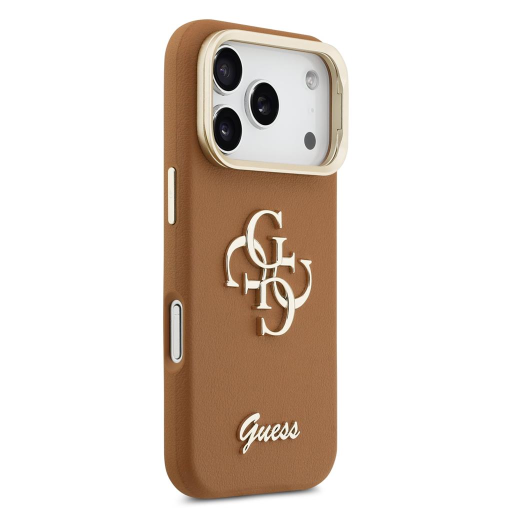 Guess PU Grained 4G Logo Stand Camera Frame iPhone 17 Pro (Barna)