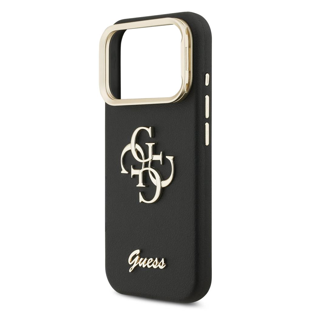 Guess PU Grained 4G Logo Stand Camera Frame iPhone 17 Pro (Fekete)