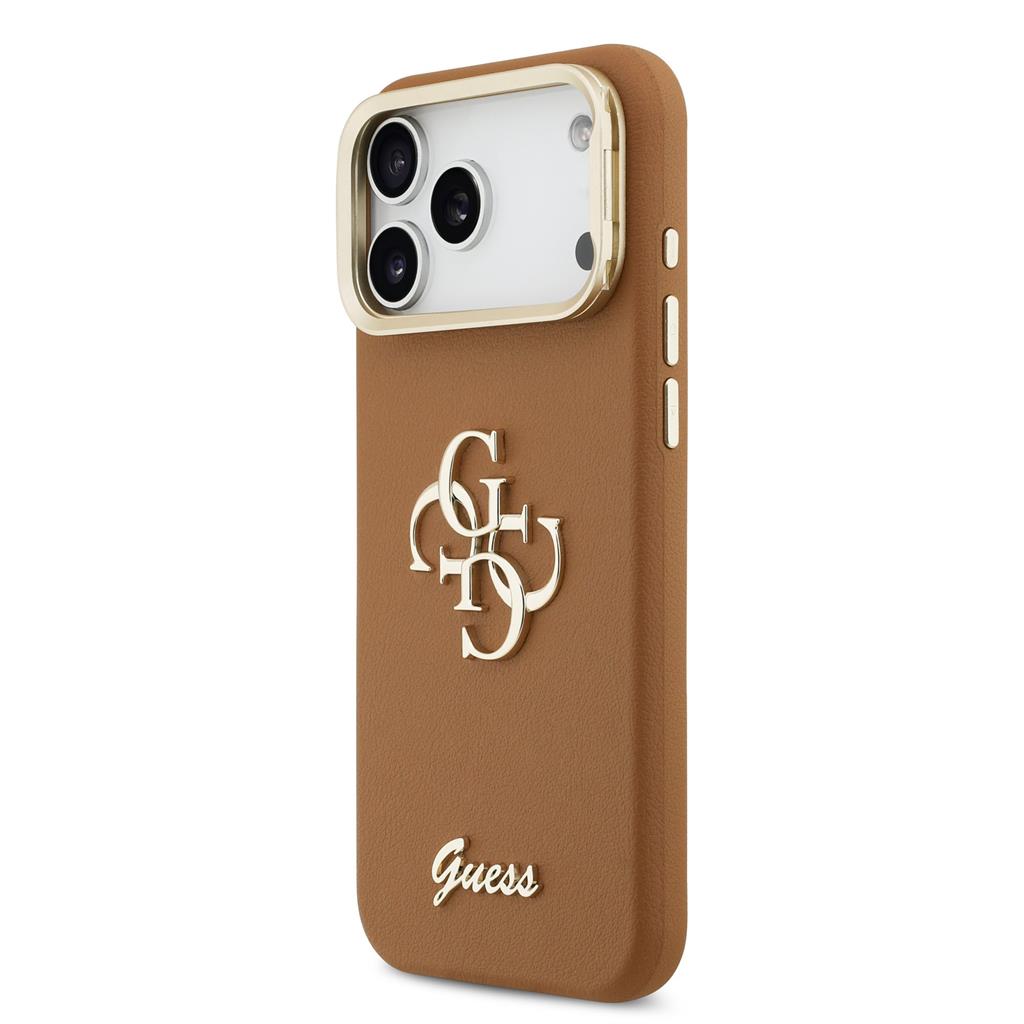 Guess PU Grained 4G Logo Stand Camera Frame iPhone 17 Pro Max (Barna)