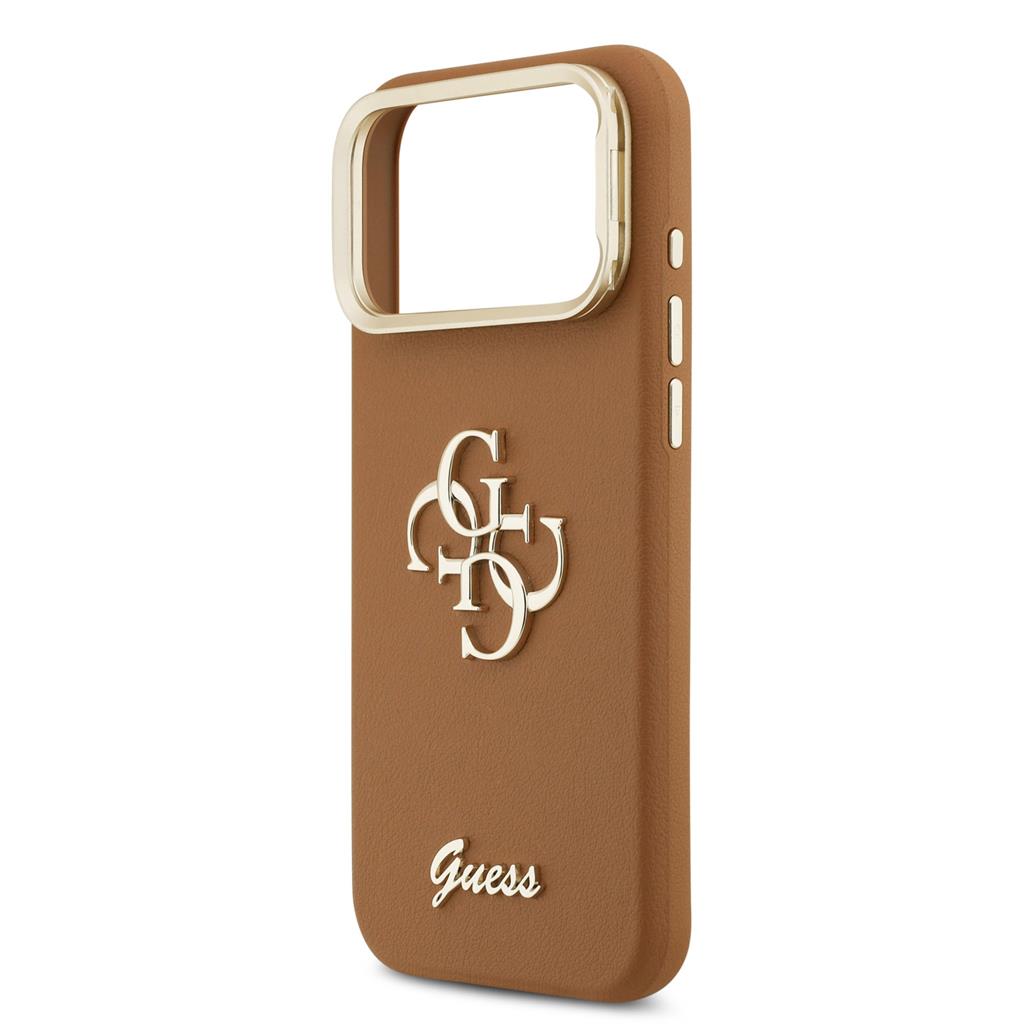 Guess PU Grained 4G Logo Stand Camera Frame iPhone 17 Pro Max (Barna)