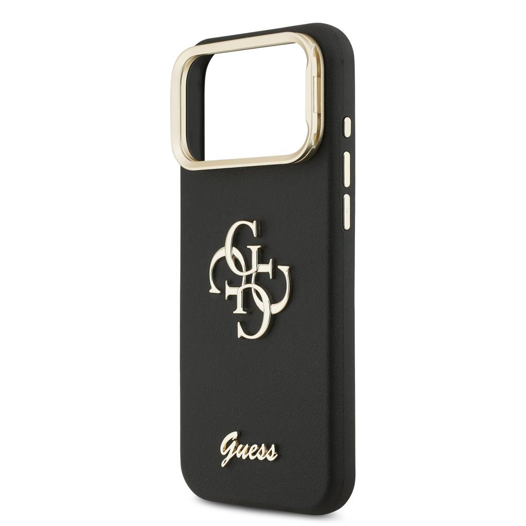 Guess PU Grained 4G Logo Stand Camera Frame iPhone 17 Pro Max (Fekete)